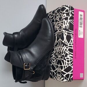 Diane Von Fustenberg Leather Calf Hair Booties